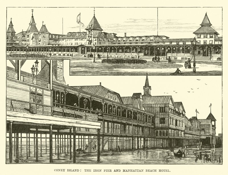 Coney Island, Iron Pier a Manhattan Beach Hotel od English School