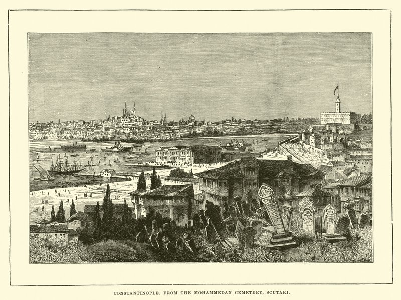Konstantinopol, z mohamedánského hřbitova, Scutari od English School