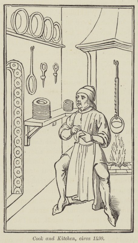 Cook and Kitchen, cca 1430 (rytina) od English School