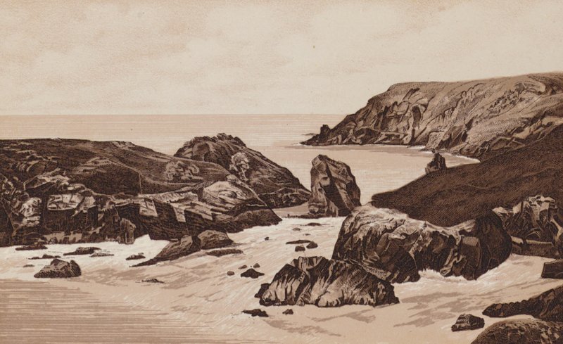 Cornwall: Kynance Cove, Penzance (litho) od English School
