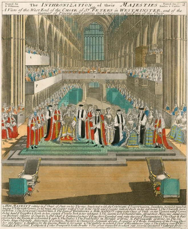 Korunovace krále Viléma III a královny Marie dne 11. dubna 1689 od English School