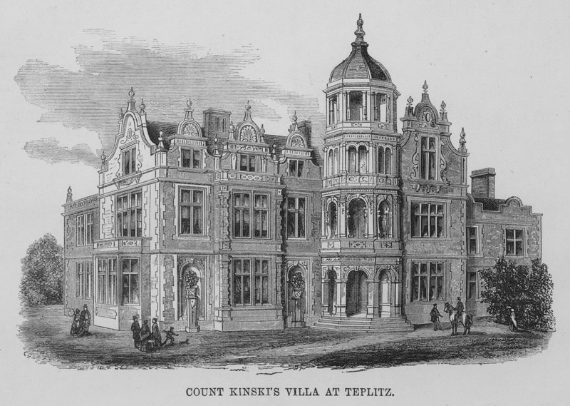 Vila hraběte Kinského v Teplicích (rytina) od English School