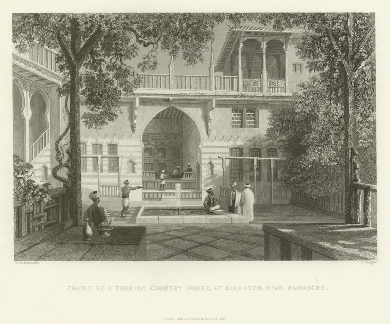 Soud tureckého venkovského domu, Salahyeh, poblíž Damašku, 1837 od English School