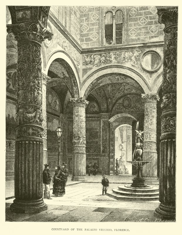 Nádvoří Palazzo Vecchio, Florencie od English School