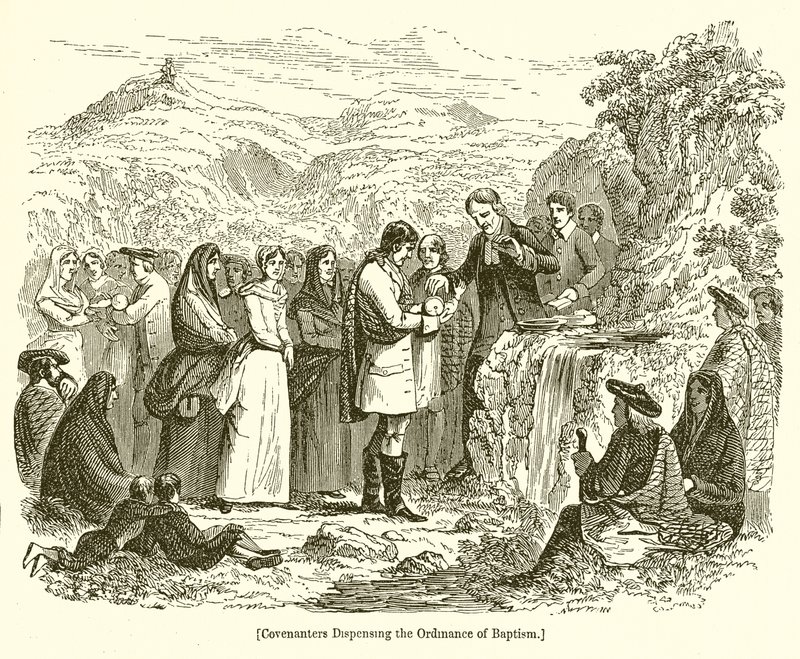 Covenanters vydávající obřad křtu od English School