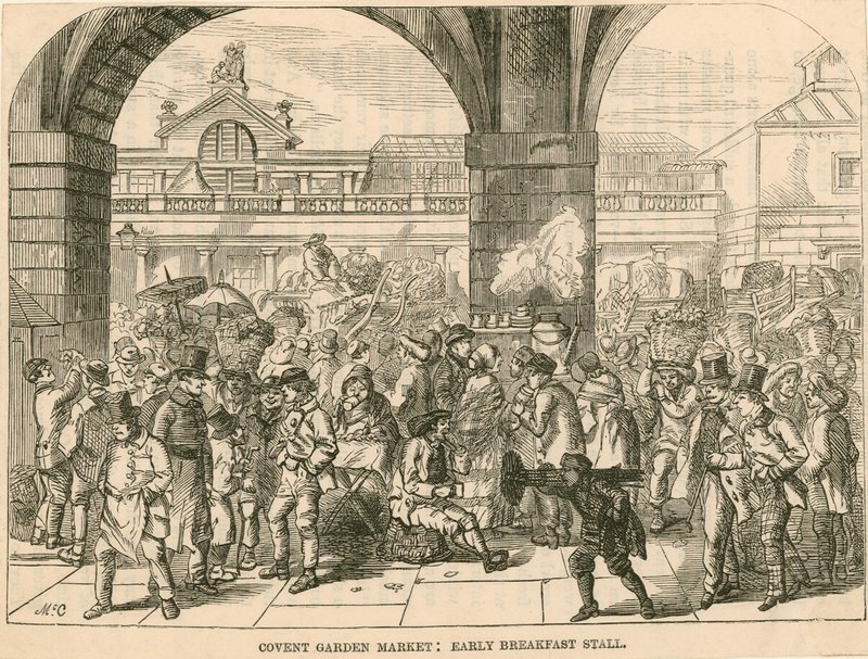 Covent Garden Market, Londýn: stánek s brzkou snídaní od English School