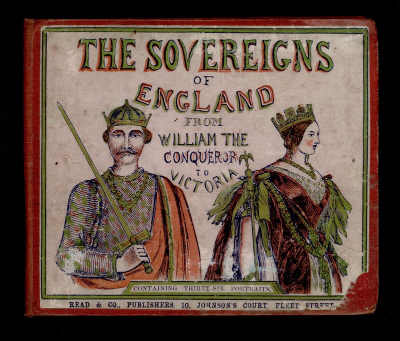 Obálka knihy The Sovereigns of England (barevná rytina) od English School