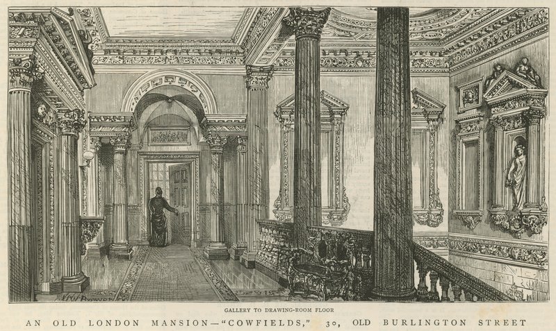 Cowfields, 30 Old Burlington Street: Galerie v patře salonu od English School