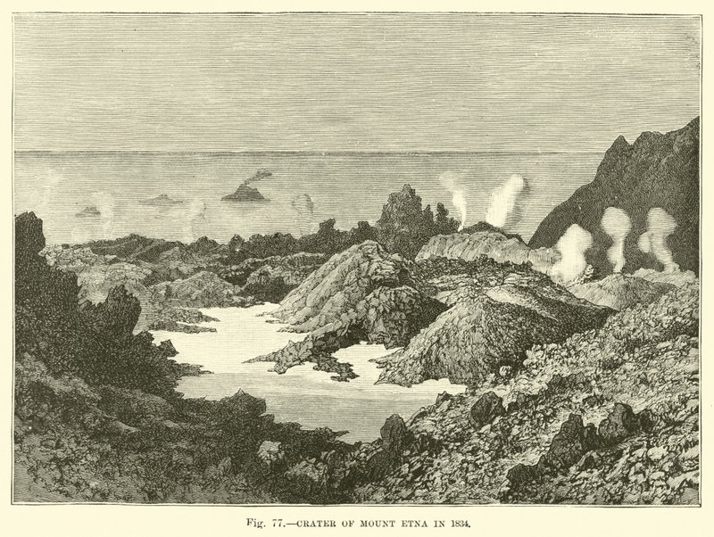 Kráter Etny v roce 1834 od English School