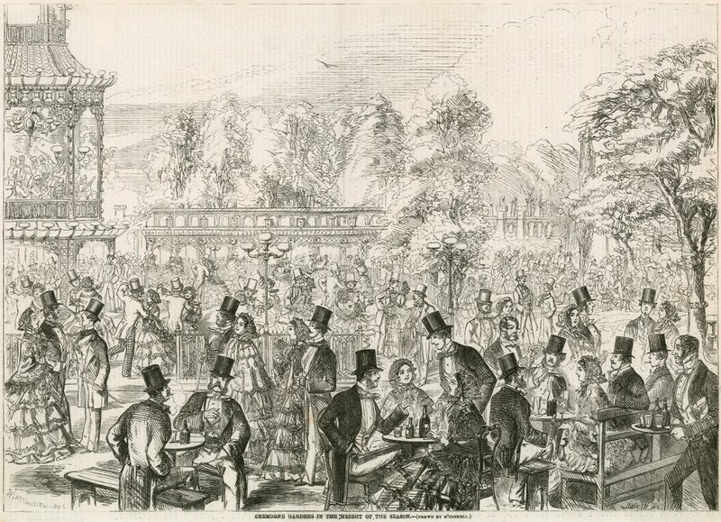 Cremorne Gardens, Londýn, na vrcholu sezóny od English School