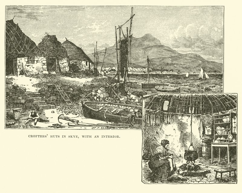 Crofters chýše v Skye, s interiérem od English School
