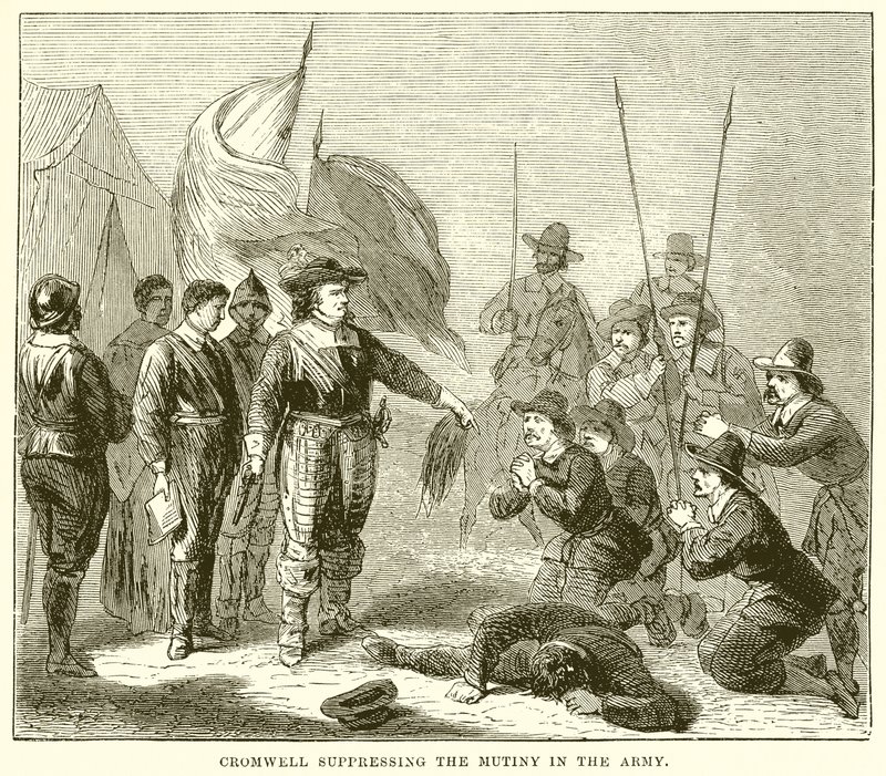 Cromwell potlačující vzpouru v armádě od English School