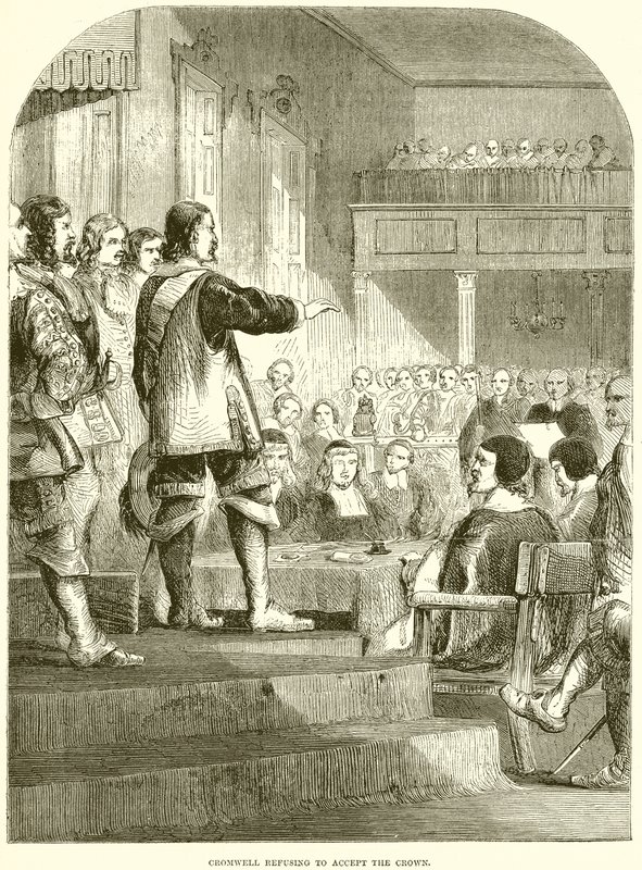 Cromwell odmítá přijmout korunu od English School