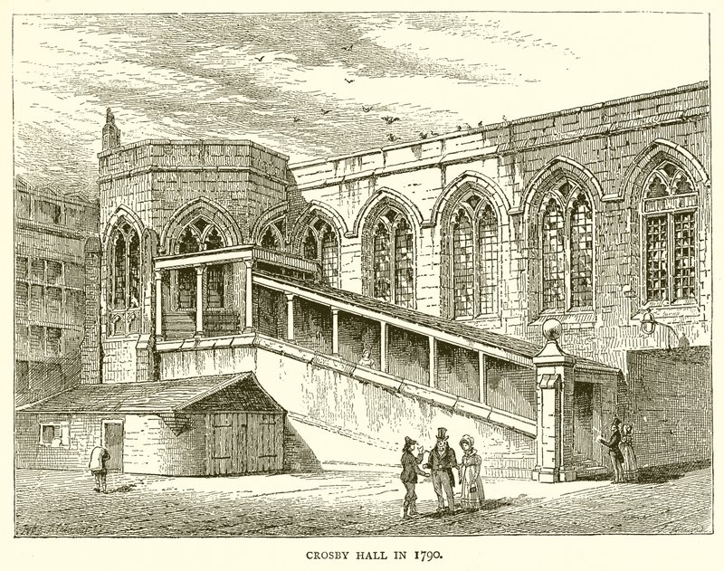 Crosby Hall v roce 1790 od English School