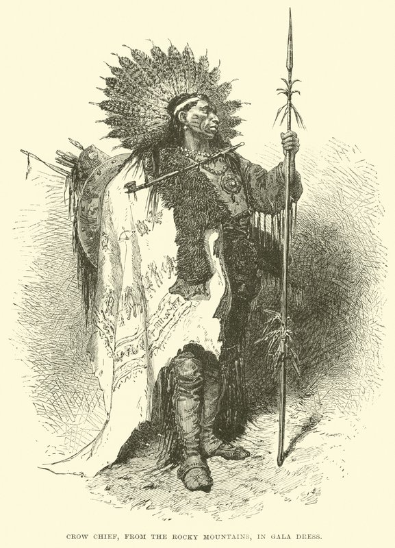 Crow Chief, ze Skalistých hor, ve slavnostních šatech od English School