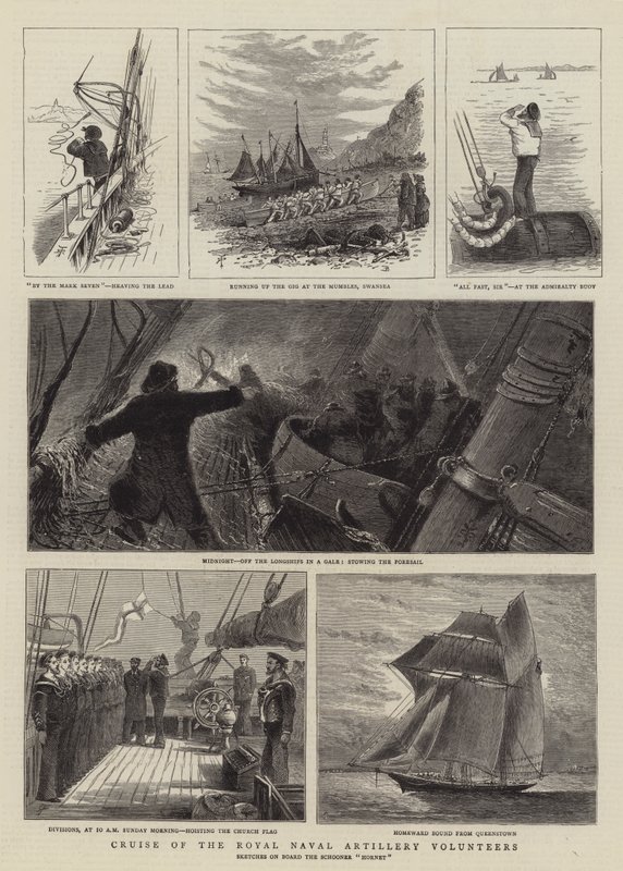 Cruise of the Royal Naval Artillery Volunteers (rytina) od English School