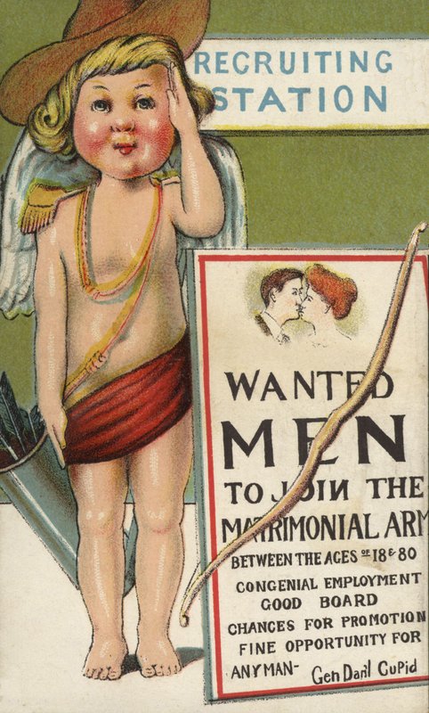 Cupid jako armádní náborář (barva litho) od English School