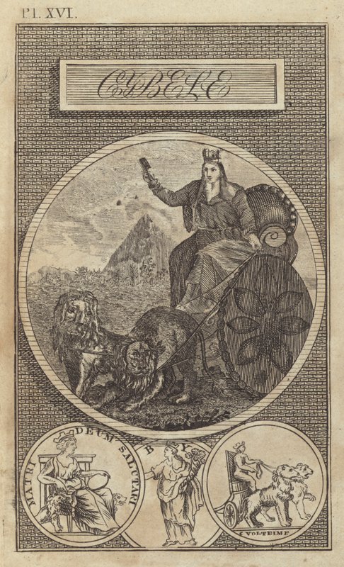Cybele, starověká anatolská, řecká a římská bohyně Země (rytina) od English School