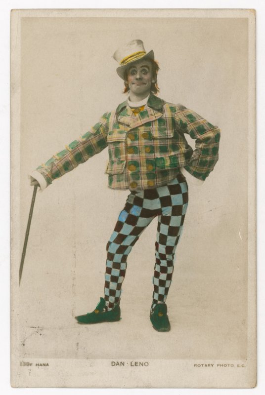 Dan Leno, král šašků, zde zobrazen jako Idle Jack v Dicku Whittingtonovi od English School