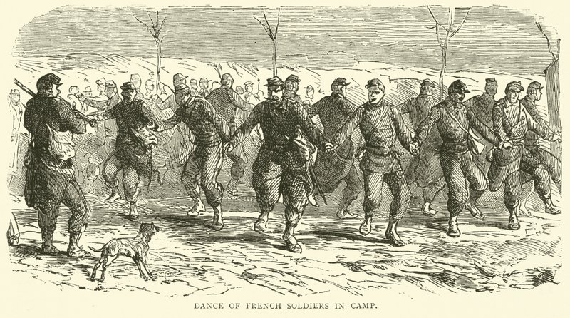 Tanec francouzských vojáků v táboře, listopad 1870 od English School