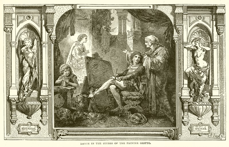 Dante v ateliéru malíře Giotta od English School