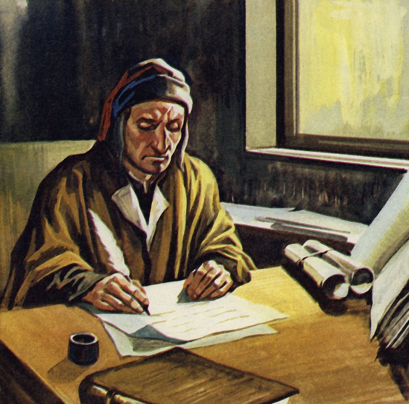 Dante strávil většinu času psaním Božské komedie od English School