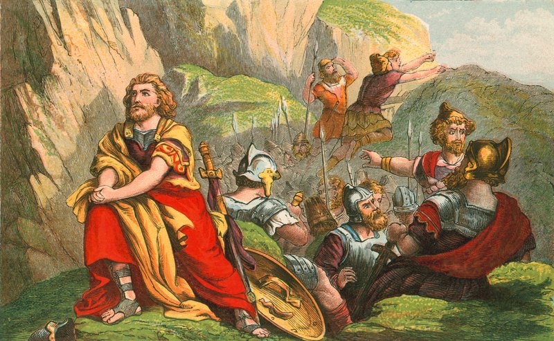 David žijící v jeskyni od English School
