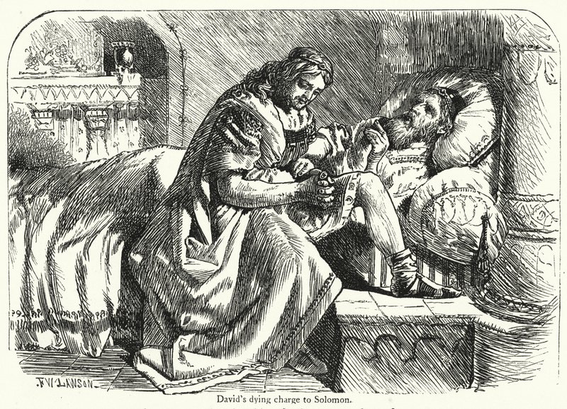 Davidův umírající příkaz Šalamounovi (rytina) od English School
