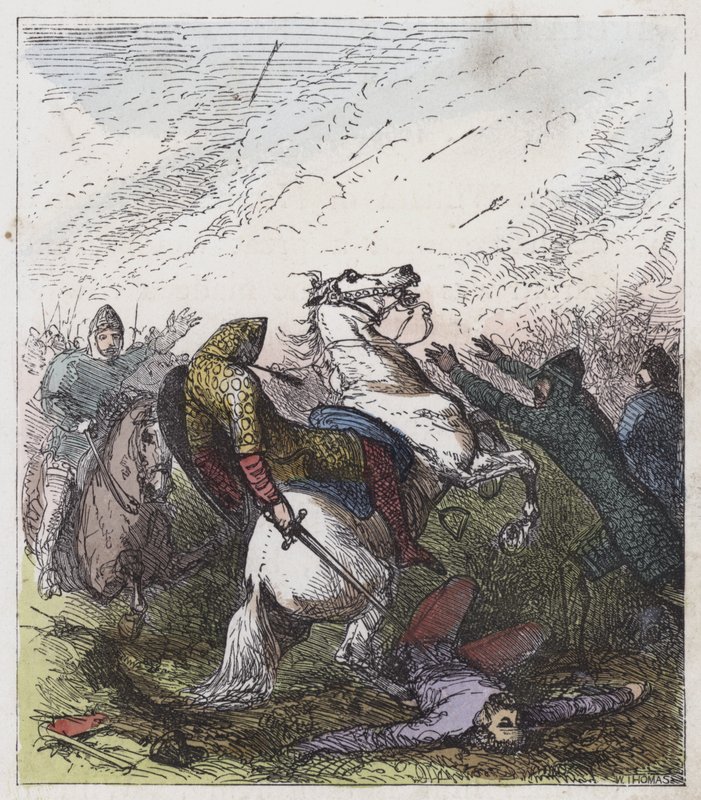 Death of Harold (barevná rytina) od English School