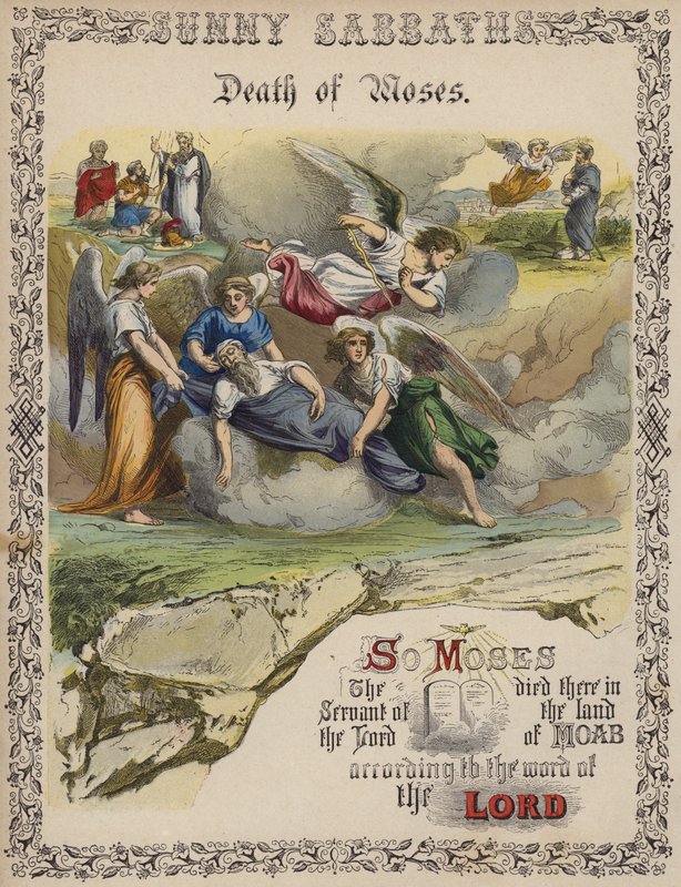 Smrt Mojžíše (barevná rytina) od English School