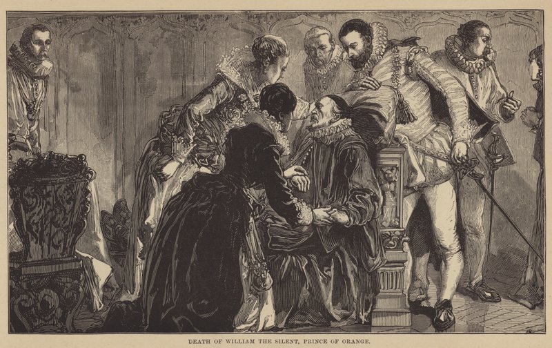 Smrt Williama Tichého, prince Oranžského (rytina) od English School