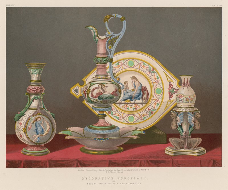 Dekorativní porcelán od pánů Phillipse a Binnse, Worcester od English School