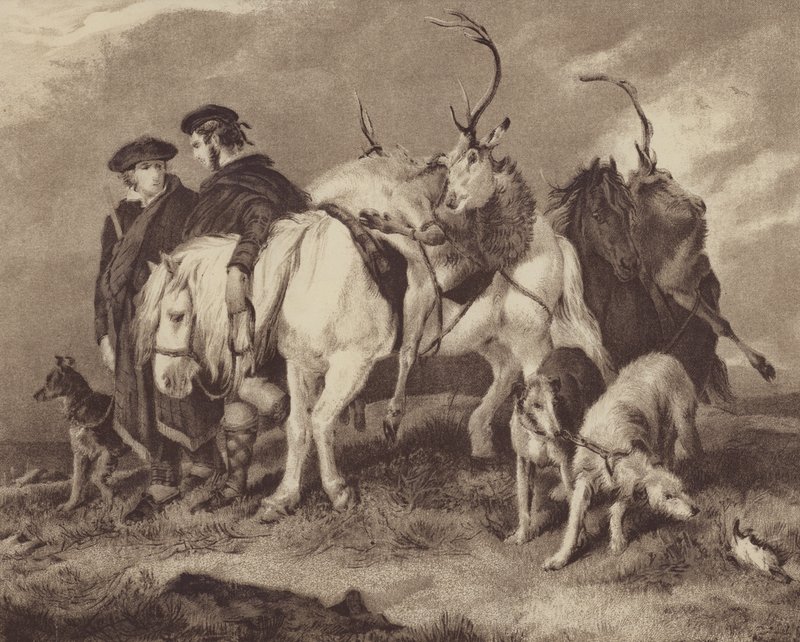 Lov jelenů (chromolitho) od English School