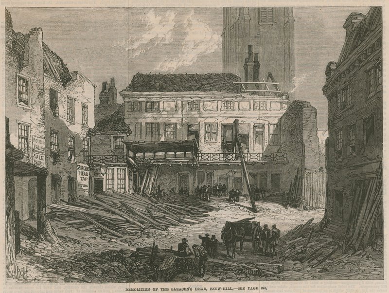 Demolice Saracens Head, Snow Hill, Londýn od English School