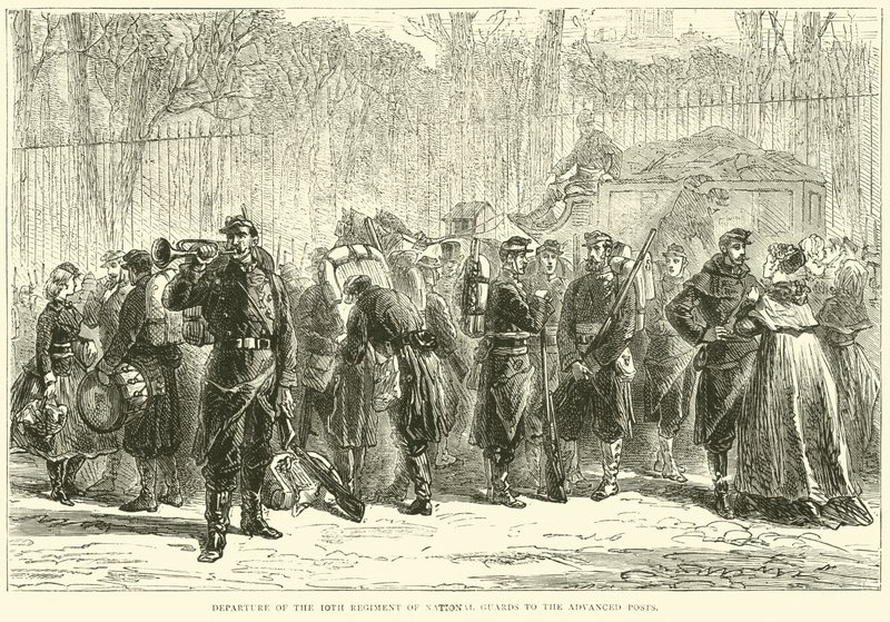 Odjezd 10. pluku národní gardy na předsunutá místa, říjen 1870 od English School