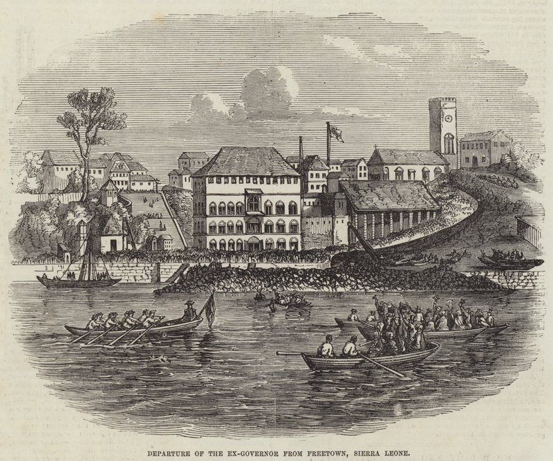 Odjezd bývalého guvernéra z Freetown, Sierra Leone od English School