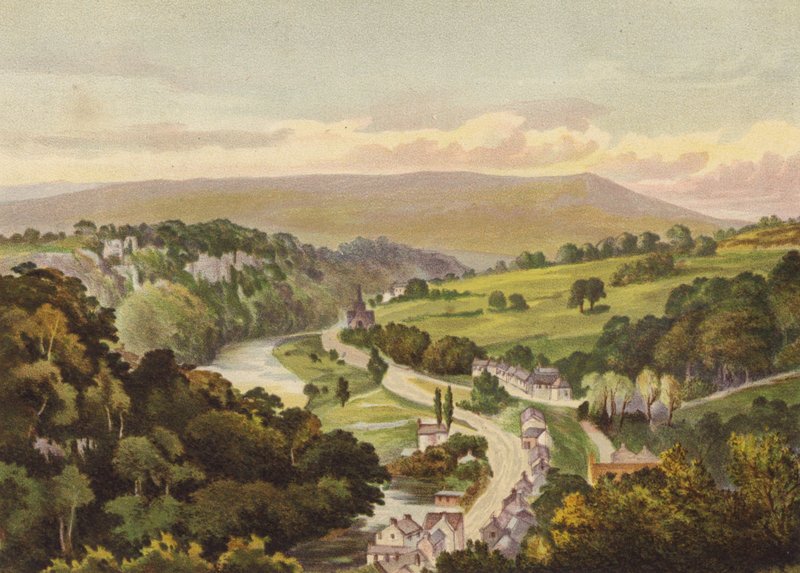 Derbyshire, Matlock, z výšin Abrahama (barva lito) od English School