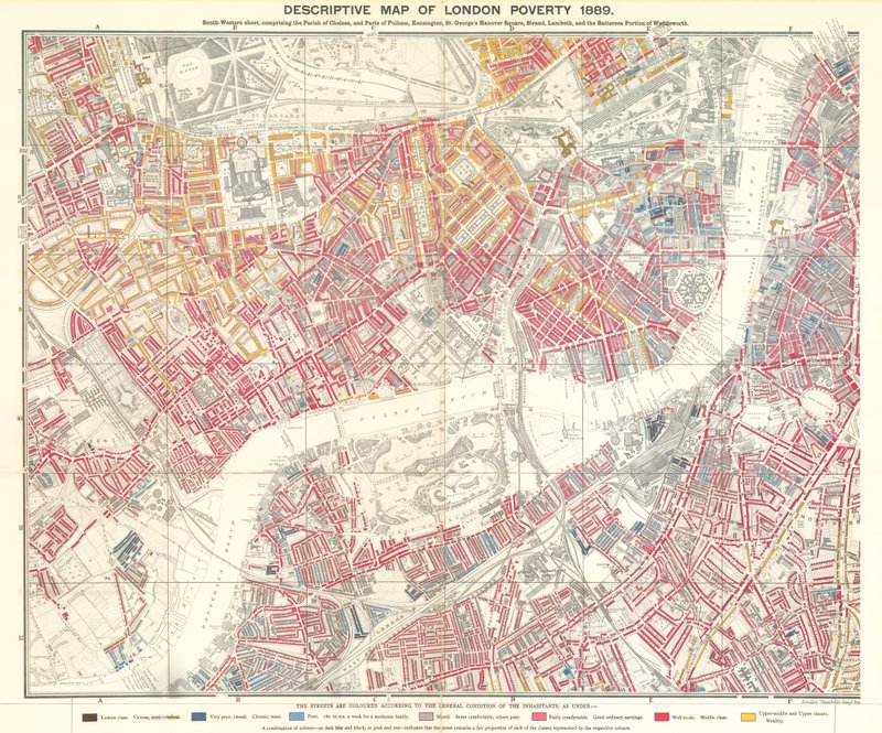 Popisná mapa londýnské chudiny, 1889 od English School