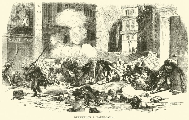 Opuštění barikády, duben 1871 od English School