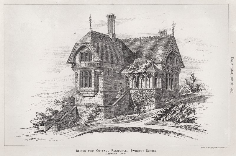 Design pro Cottage Residence, Ewhurst, Surrey (rytina) od English School