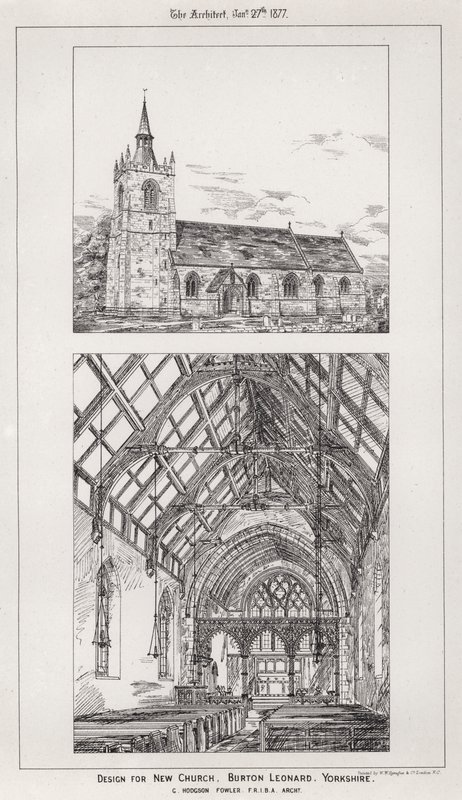 Design for New Church, Burton Leonard, Yorkshire (rytina) od English School