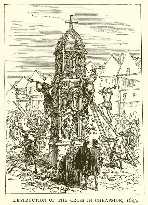 Zničení kříže v Cheapside, 1643 od English School