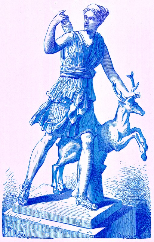 Diana with the Hind, ilustrace z Dějiny Říma od Victora Duruye, publikovaná v roce 1884 (digitálně vylepšený obrázek) od English School