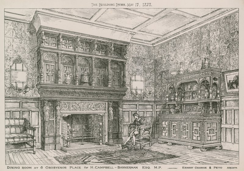 Jídelna v 6 Grosvenor Place pro H Campbell-Bannerman, MP od English School