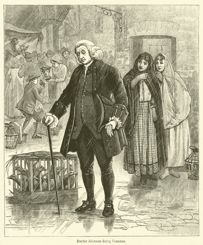 Doktor Johnson dělá pokání (rytina) od English School