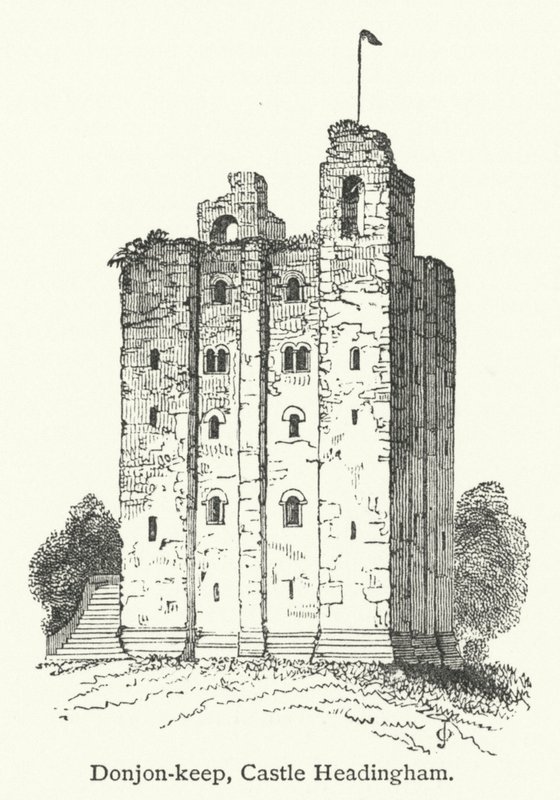 Donjon-keep, Castle Headingham (rytina) od English School