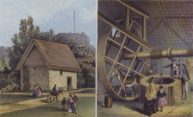 Oslí dům a studna, hrad Carisbrooke od English School