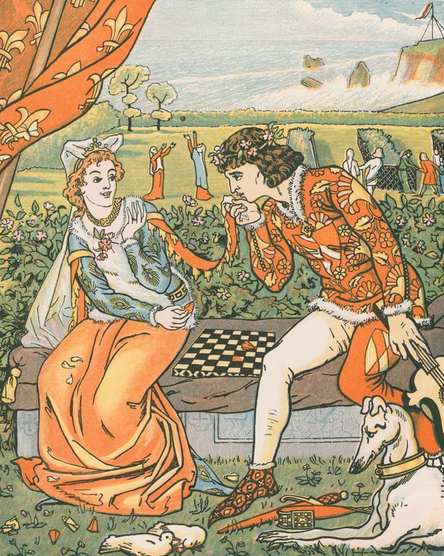 Dorigen a Aurelius v zahradě. 