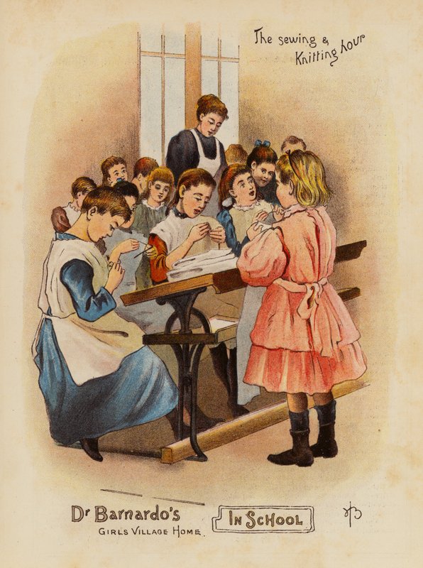 Dívčí vesnický domov Dr. Barnarda (barevná litografie) od English School