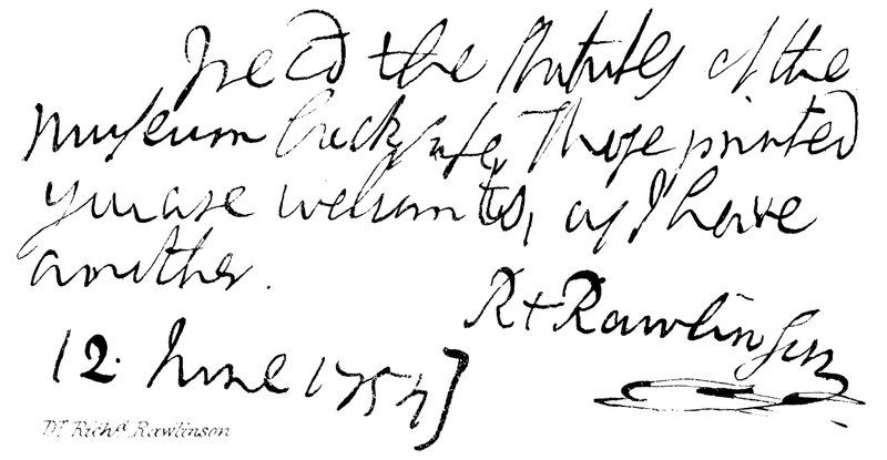 Dr Richd Rawlinson od English School